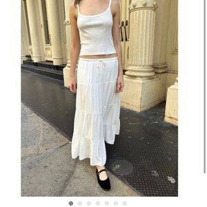 Brandy Melville White Tiered Maxi Skirt